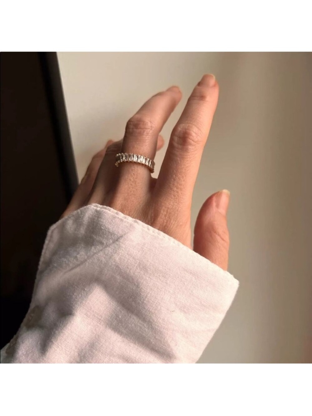 New - Gold Crystal Baguette Infinity Ring